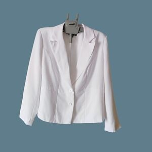 NWT Jssica‎ London Size 14 W White Blazer Classic 2 Buttons